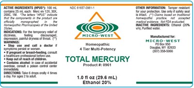 Total Mercury 1.0 Fl. Oz. Bottle Label